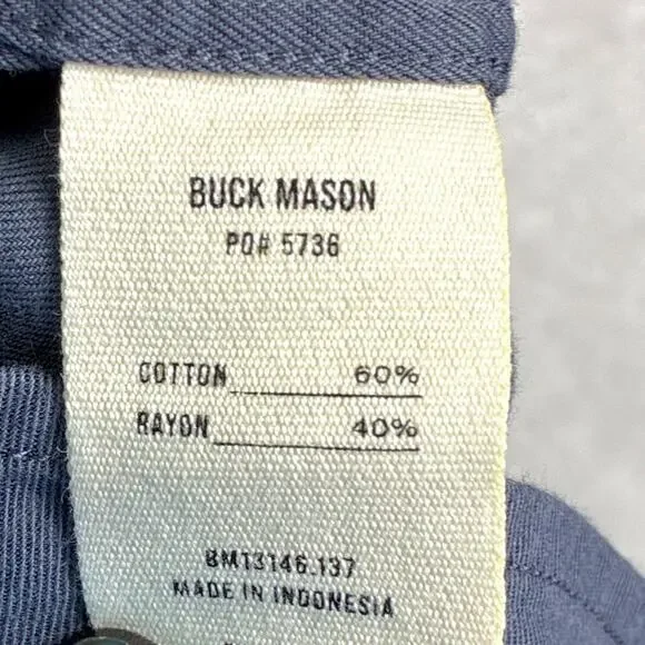 Buck Mason Shirt Mens L Draped Twill One Pocket Blue Preppy Classic Huckberry - Picture 8 of 8